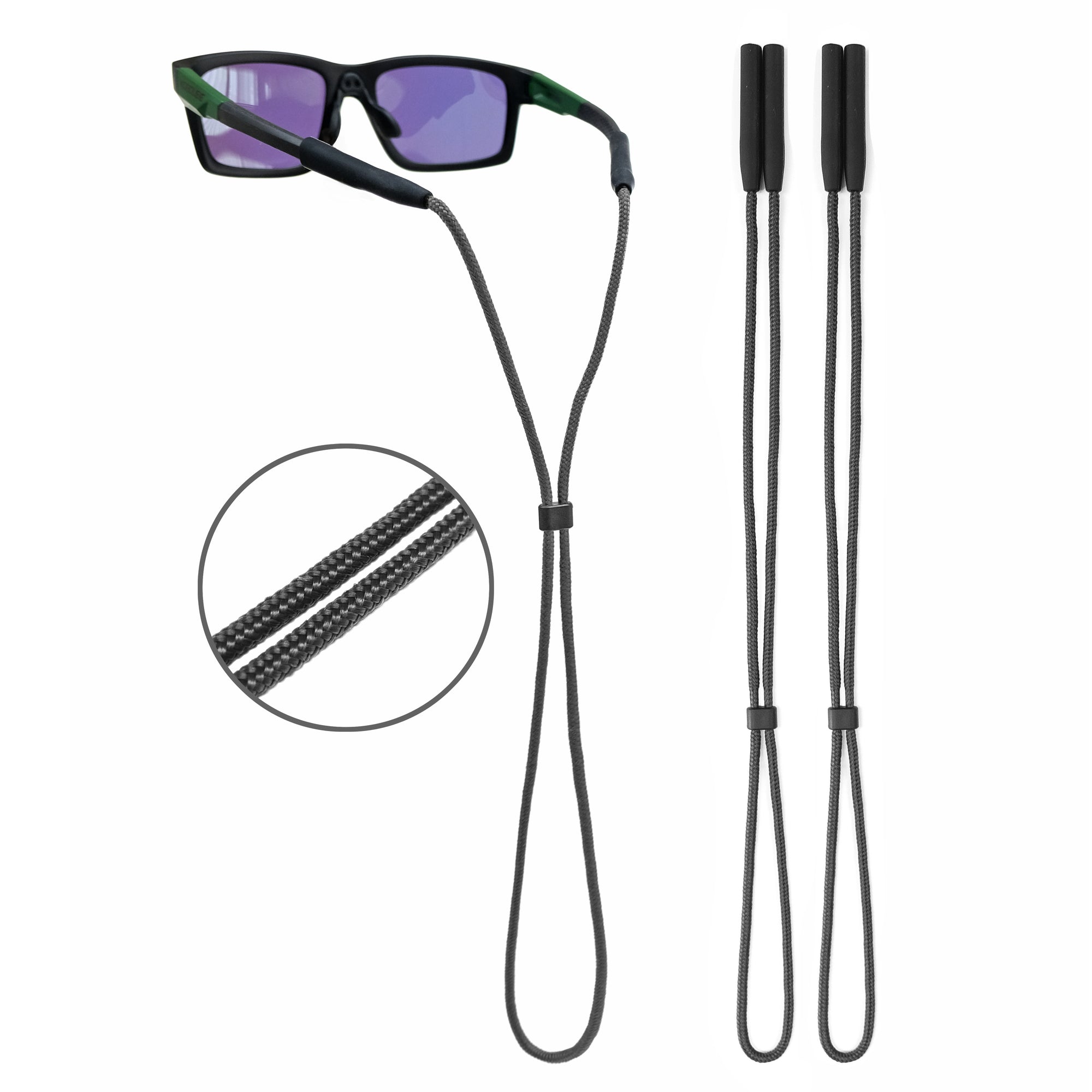80Days Adjustable Eyeglass Strap: Nylon Retainer for Glasses and Sunglasses with Silicone Grips, Secure Fit