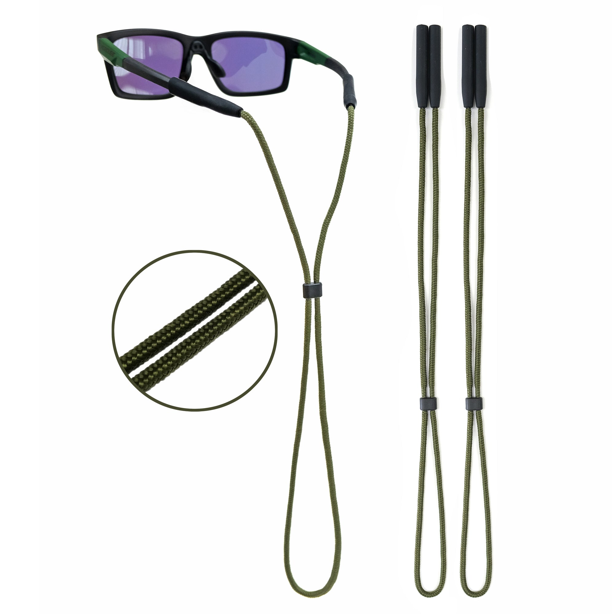80Days Adjustable Eyeglass Strap: Nylon Retainer for Glasses and Sunglasses with Silicone Grips, Secure Fit