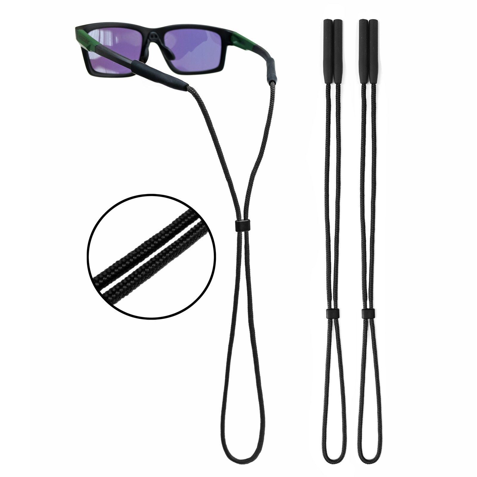 80Days Adjustable Eyeglass Strap: Nylon Retainer for Glasses and Sunglasses with Silicone Grips, Secure Fit