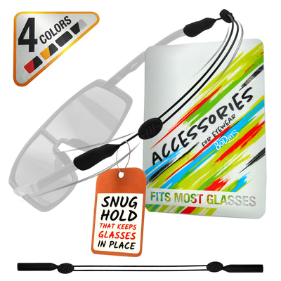 80Days Adjustable Eyeglass Strap: Wire Cable Retainer for Glasses and Sunglasses with Silicone Grips, Secure Fit