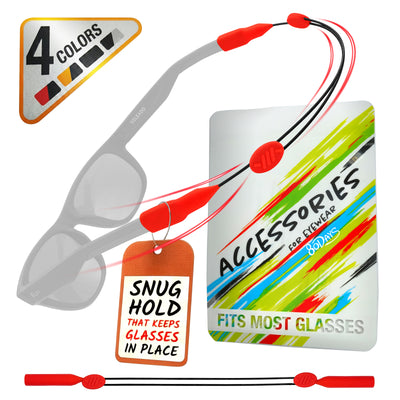 80Days Adjustable Eyeglass Strap: Wire Cable Retainer for Glasses and Sunglasses with Silicone Grips, Secure Fit