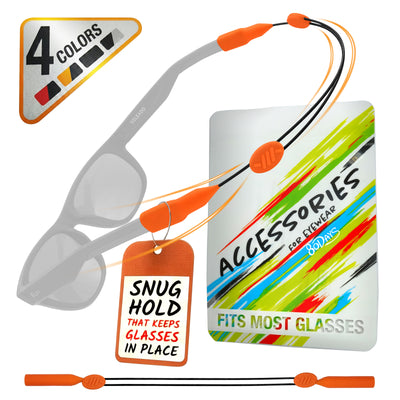 80Days Adjustable Eyeglass Strap: Wire Cable Retainer for Glasses and Sunglasses with Silicone Grips, Secure Fit